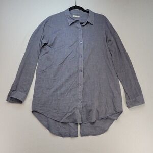 Eileen Fisher Shirt Womens Small Blue 100% Organic Cotton Button Up Long Sleeve